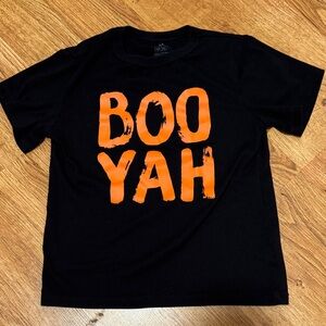 Kids Black Tee with Orange 'BOO YAH' Print